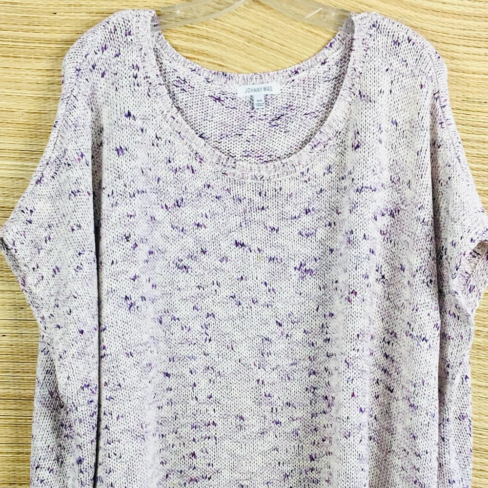 Johnny Was Blueberry Speckled Knit Tassel Sweater-Poncho Cream Size OS - Picture 5 of 13